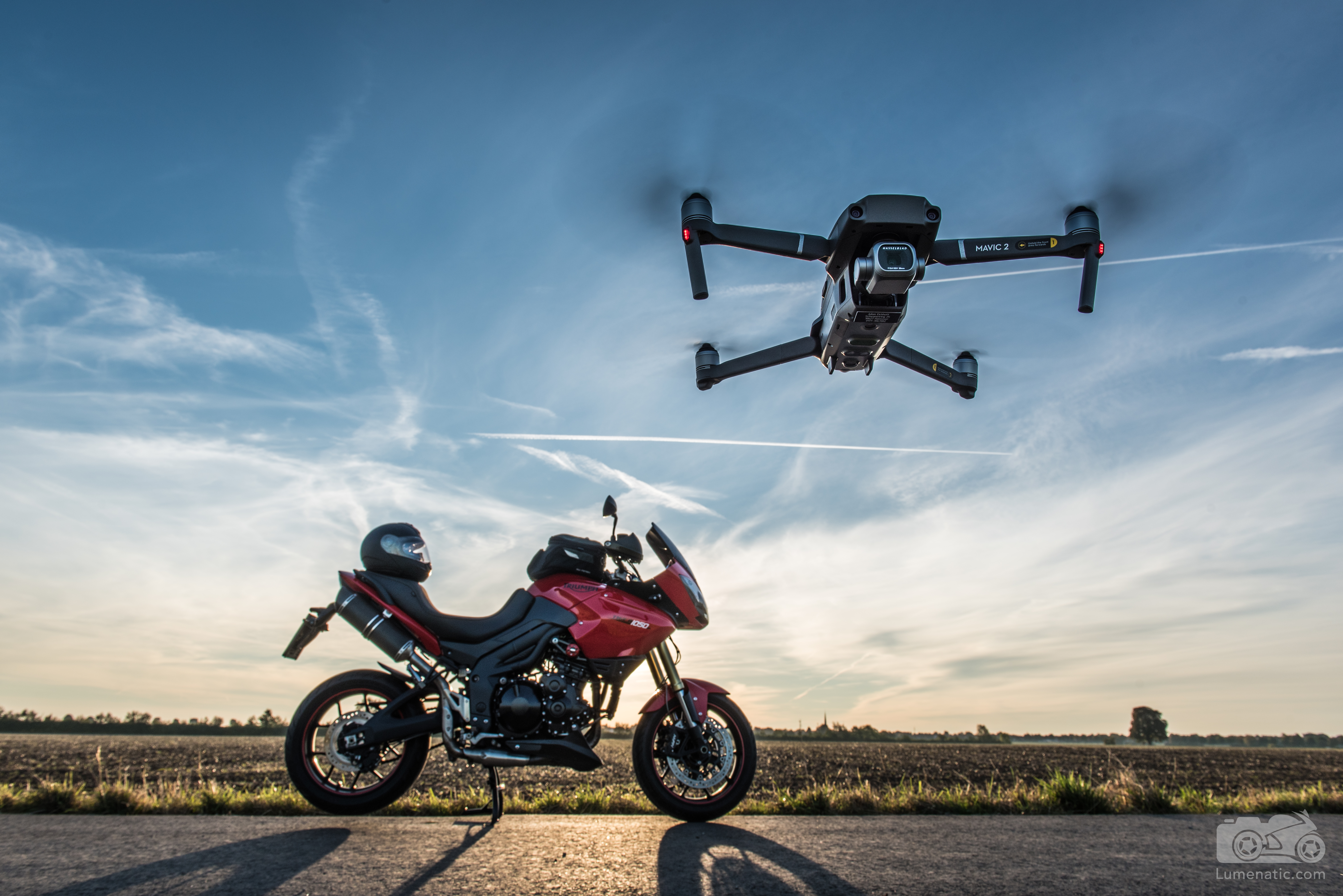 Motorcycle photography with a Drone